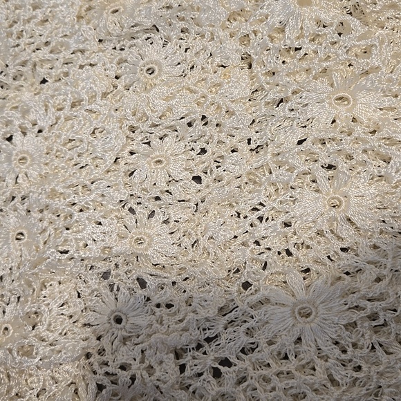 Boston Proper White Crochet Salsa Tiered Sweater 3/4 Sleeve Blouse Boho - Picture 7 of 7